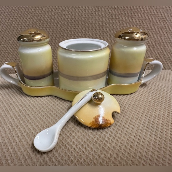 Vintage Noritake Japan 5 piece Set Salt, Pepper & Mustard Jar. - Picture 4 of 11